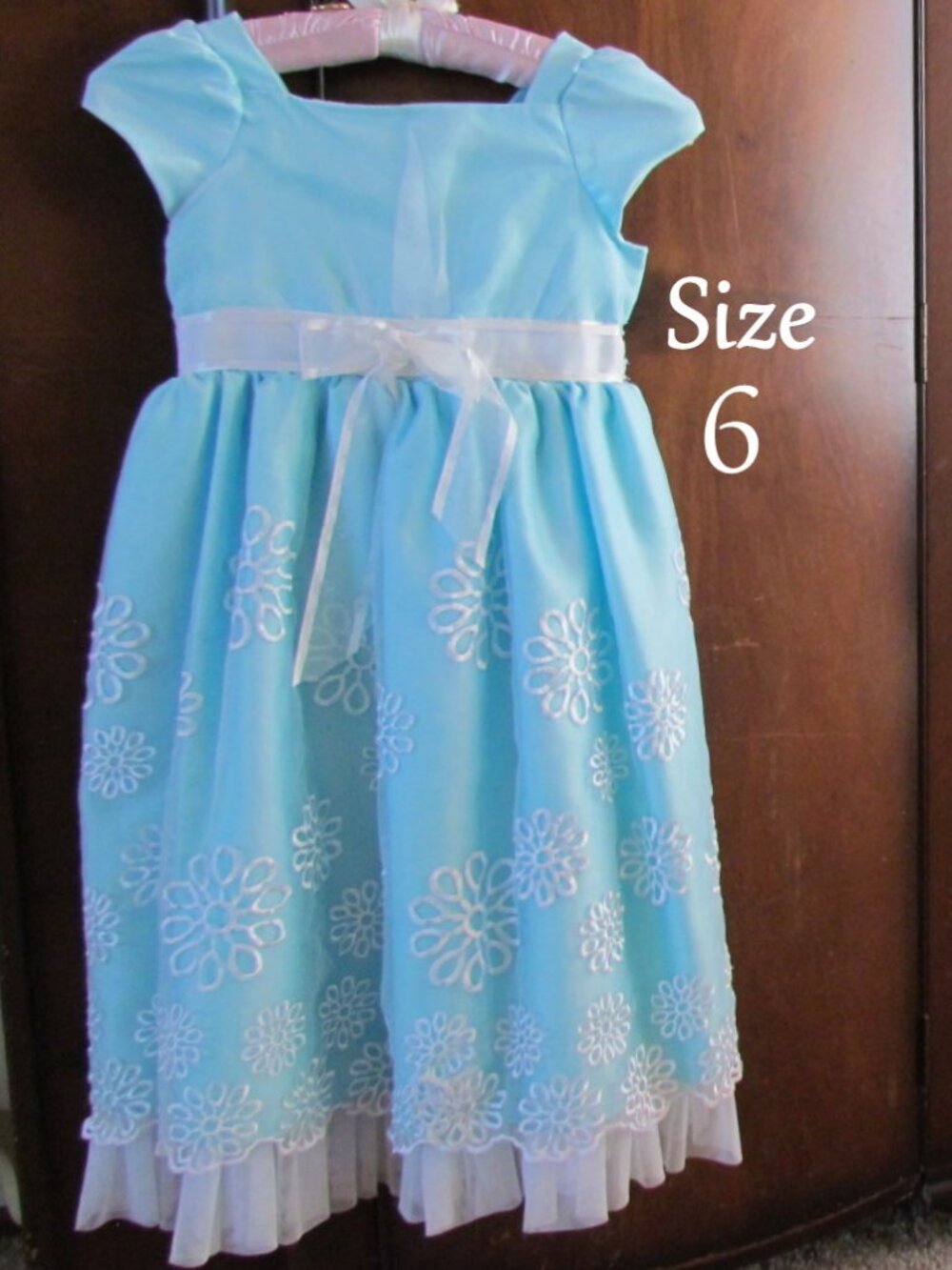 GIRL'S DRESS, 6, TURQUOISE BIRTHDAY PARTY, WEDDING, FLOWER GIRL SUNDAY CHURCH